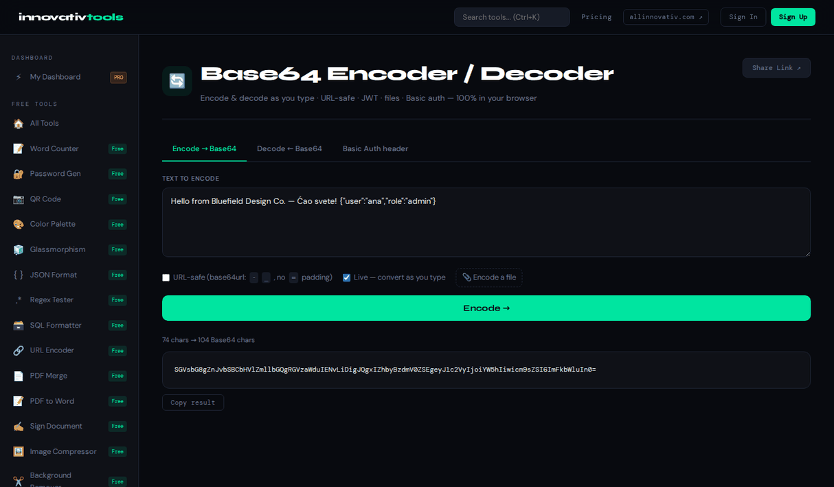 Base64 Encoder / Decoder — For APIs