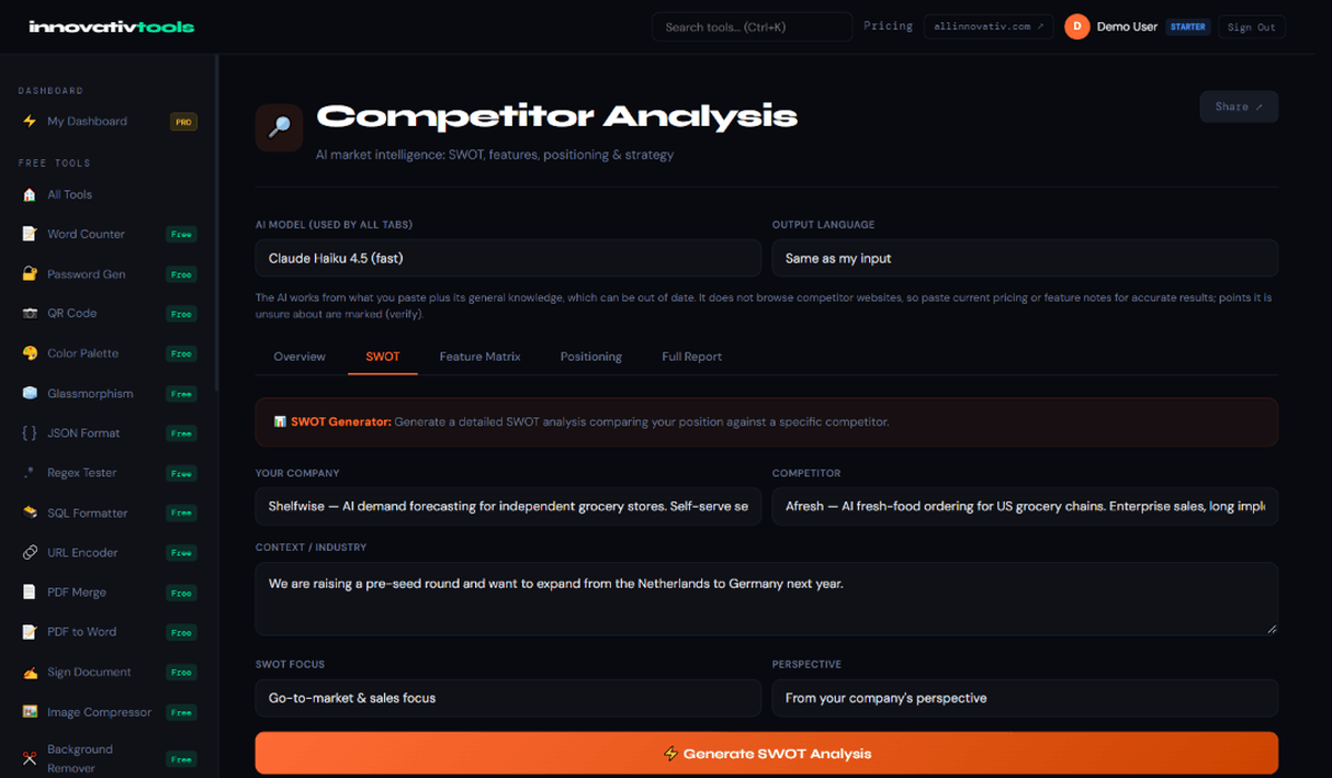 Competitor Analyzer — Free Online Tool | All Innovativ