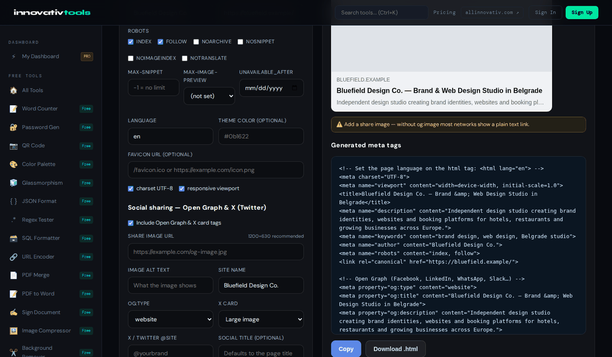 Meta Tag Generator — Open Graph