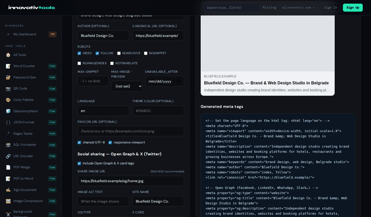 Meta Tag Generator — Robots Meta