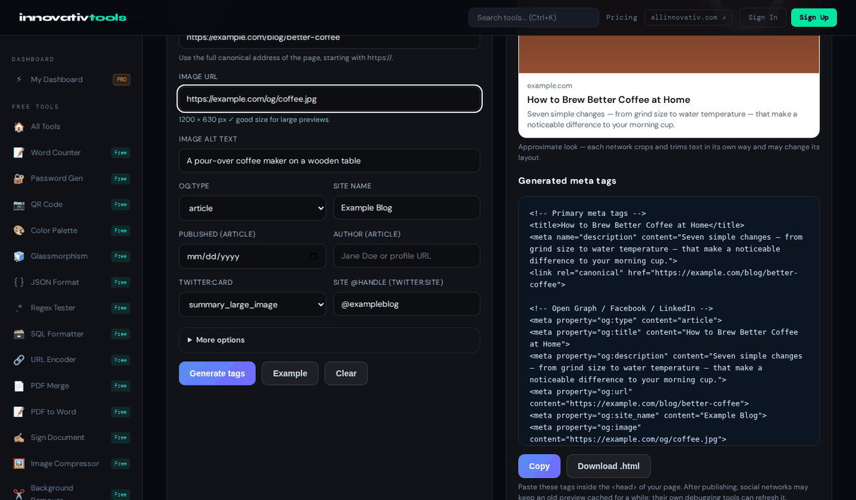 Open Graph Generator — For Developers