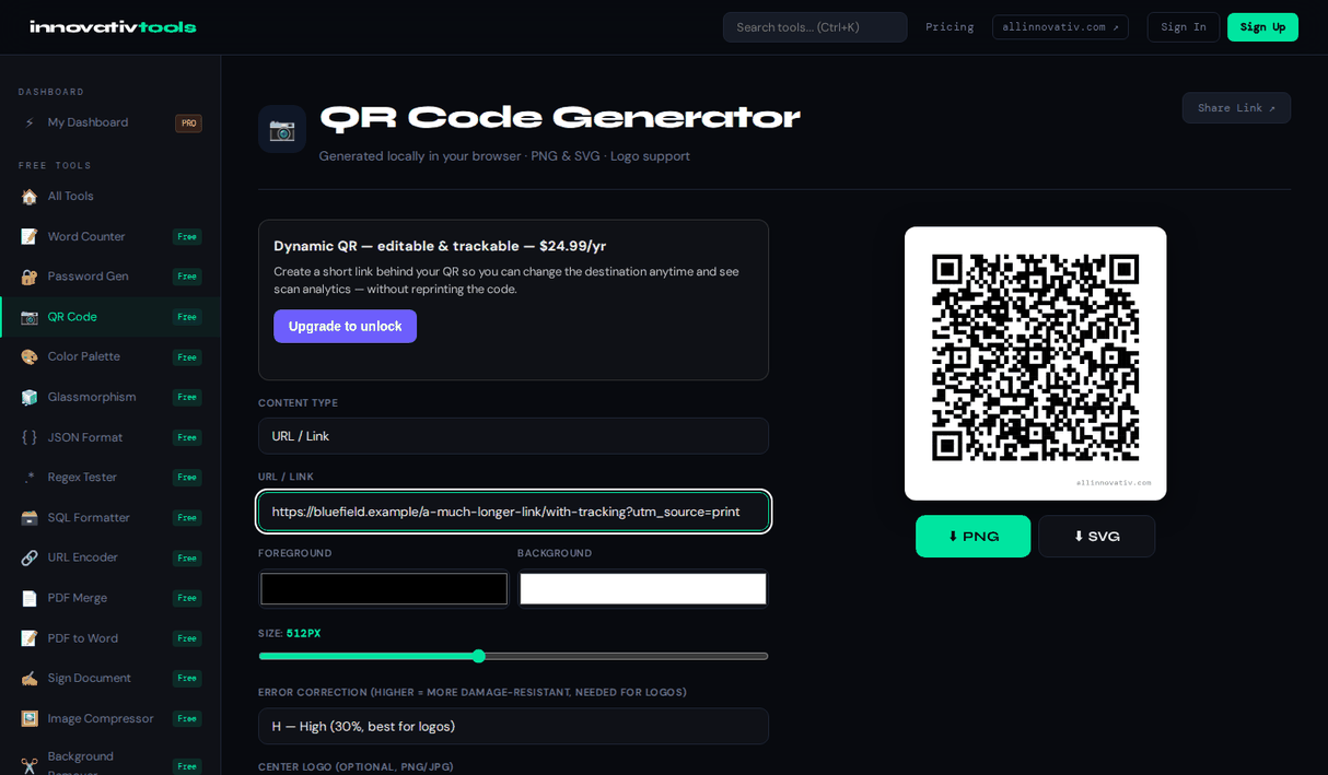QR Code Generator — Error Correction