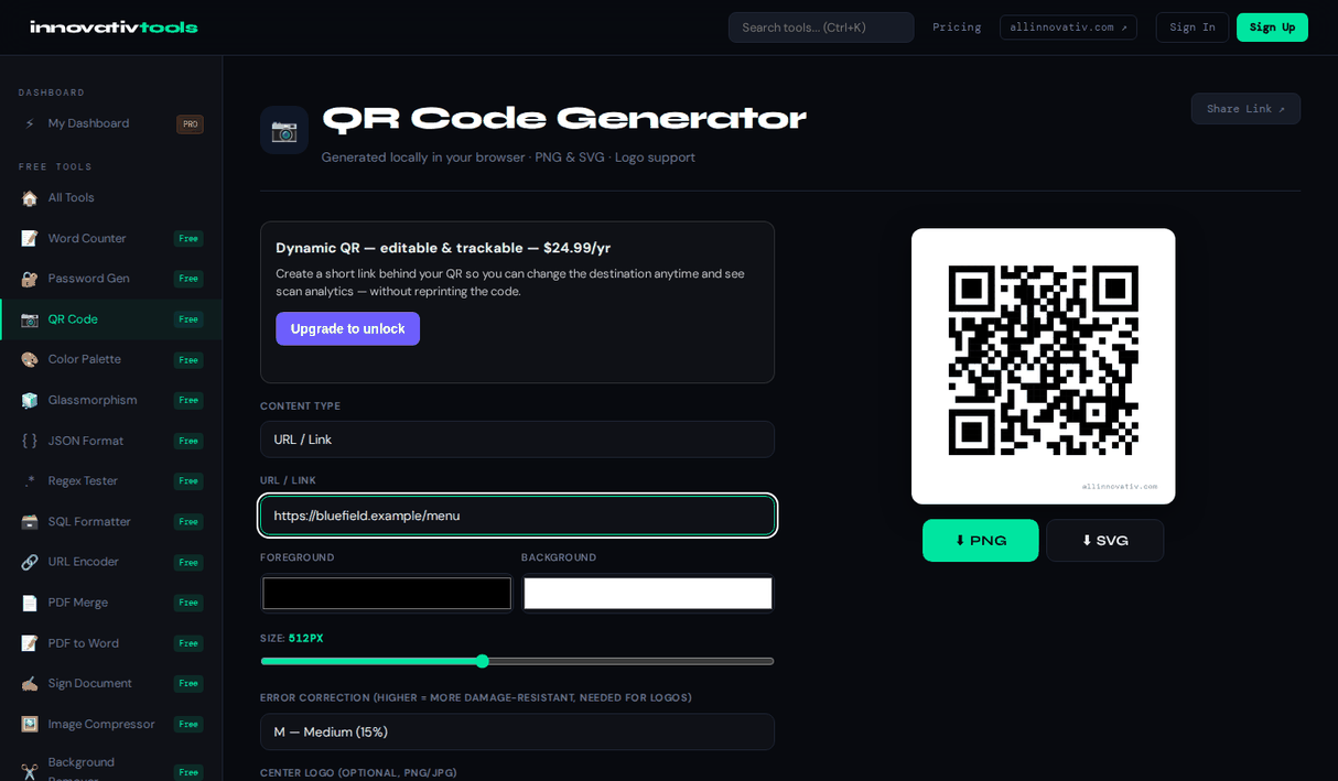 QR Code Generator — URL / Link