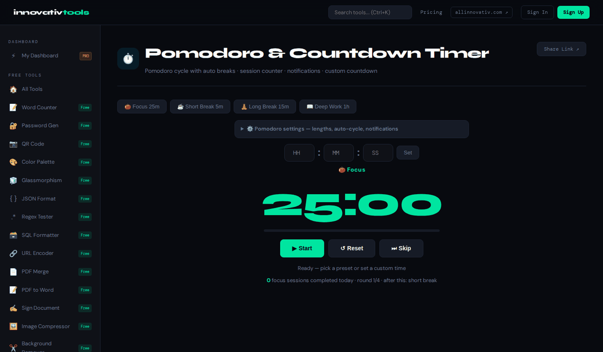 Pomodoro & Countdown Timer