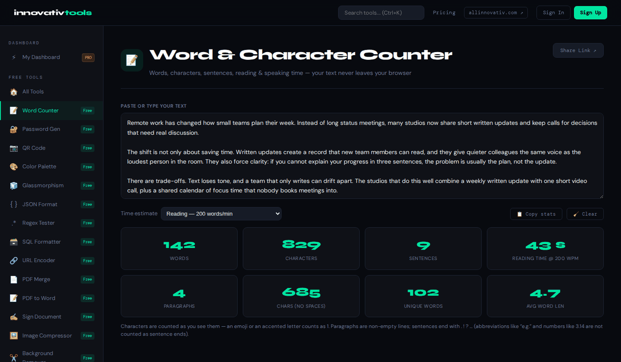 Word & Character Counter