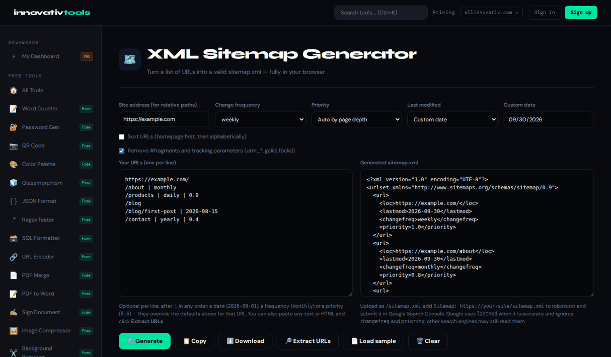 XML Sitemap Generator — Set Priority